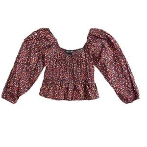 ⭐️ NWOT- Zara 3/4 puff sleeve floral top- size XS